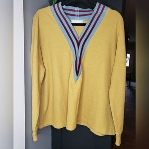 Urban outfitters knit top mustard with striped neckline size large